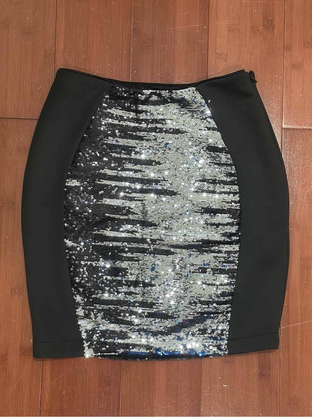 Bebe Addiction Black Skirt with Sequin Front Panel Size M